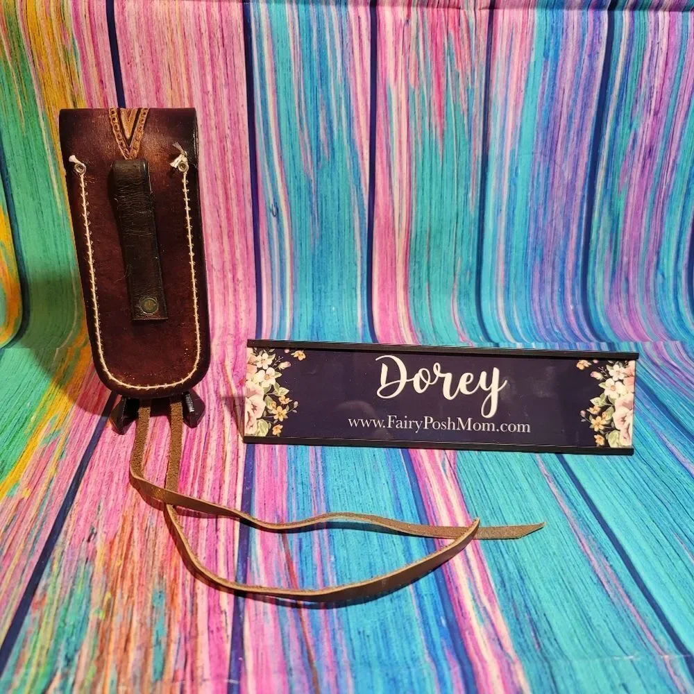 🔷️Vintage Oval Tooled Leather Belt Loop Knife Sheath or Case